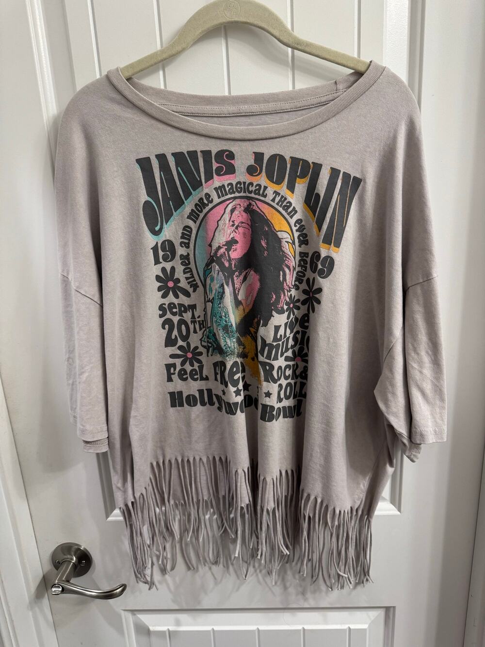 Janis Joplin XXXL Limited Classic Rock and Roll Fringed Hem Shirt